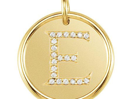 1 10 Ctw G-H, I1 Diamond Initial 17mm 14k Yellow Gold Pendant Letter E Fashion