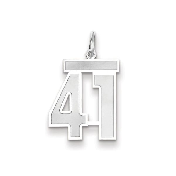 14k White Gold, Jersey Collection, Medium Number 41 Pendant Sale