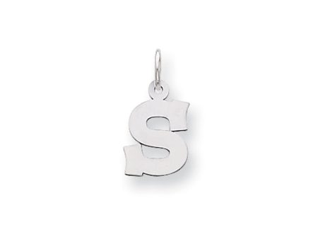 14k White Gold, Amanda Collection, Small Block Style Initial S Pendant Supply