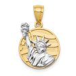 14k Two Tone Gold Lady Liberty American Flag Disc Pendant Discount