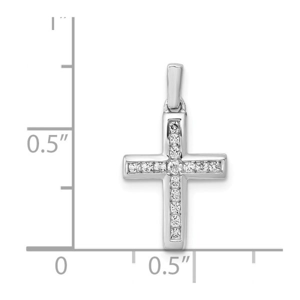 14k White Gold 1 6 Ctw Diamond Small Cross Pendant, 11 x 20mm Hot on Sale