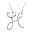 1 8 Ctw Diamond Sterling Silver Medium Script Initial H Necklace, 16in Hot on Sale