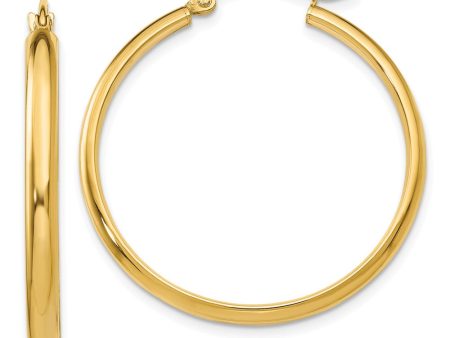 2.75mm x 30mm Polished 14k Yellow Gold Domed Round Hoop Earrings Online Sale