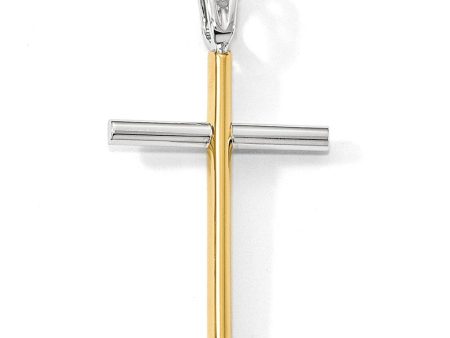 14k Two Tone Gold, Polished Cross Pendant, 21 x 38mm Online