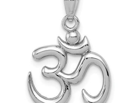 14k White Gold 2D Om Symbol Pendant, 15mm (9 16 inch) For Discount