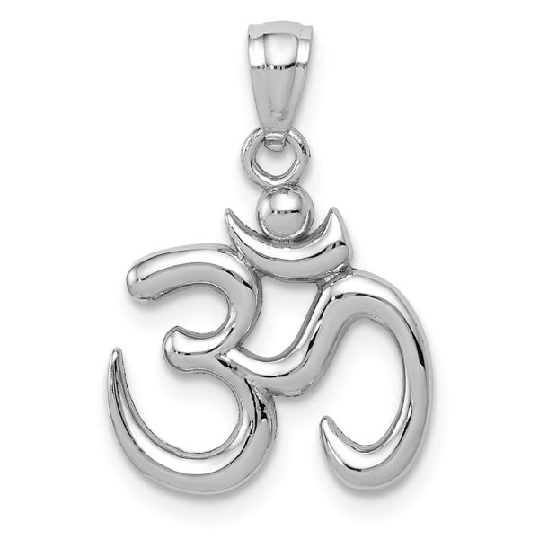 14k White Gold 2D Om Symbol Pendant, 15mm (9 16 inch) For Discount