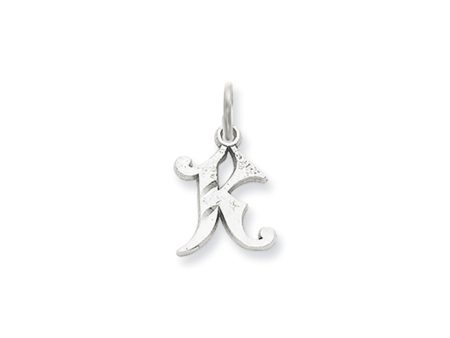 14k White Gold, Isabelle Collection, Mini Letter K Initial Charm Fashion