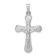 14k White Gold Hollow INRI Crucifix Rounded Cross Pendant For Discount