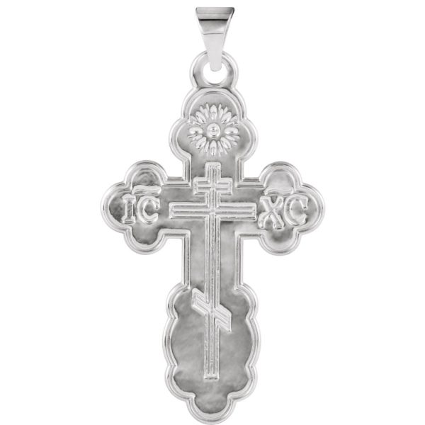 14k White Gold St. Olga Orthodox Cross Pendant Online