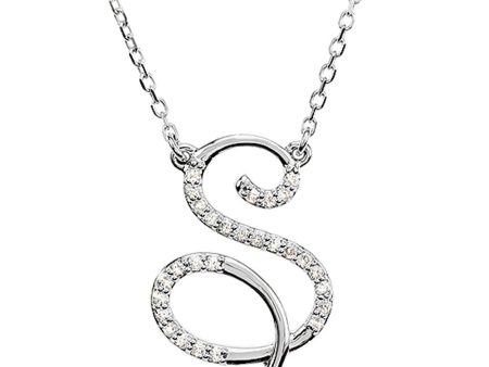 1 8 Ctw Diamond Sterling Silver Medium Script Initial S Necklace, 16in Cheap