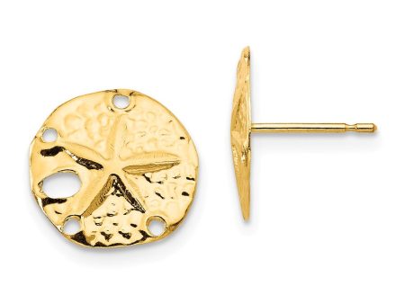 11mm Sand Dollar Post Earrings in 14k Yellow Gold Supply