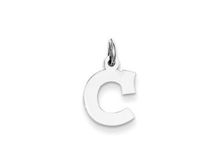 14k White Gold, Amanda Collection, Small Block Style Initial C Pendant For Cheap