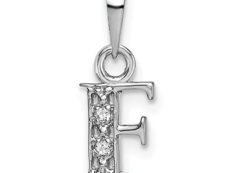 The Chloe Mini Diamond Accent Initial F Pendant in 14k White Gold For Discount