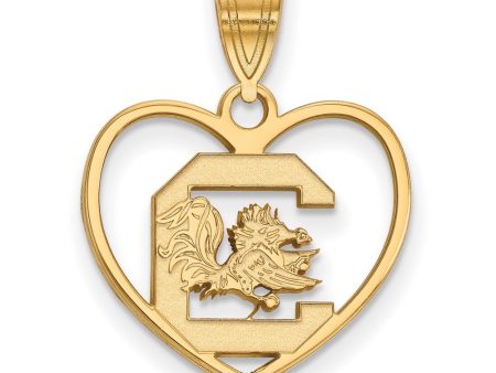 14k Gold Plated Silver South Carolina Heart Logo Pendant Hot on Sale