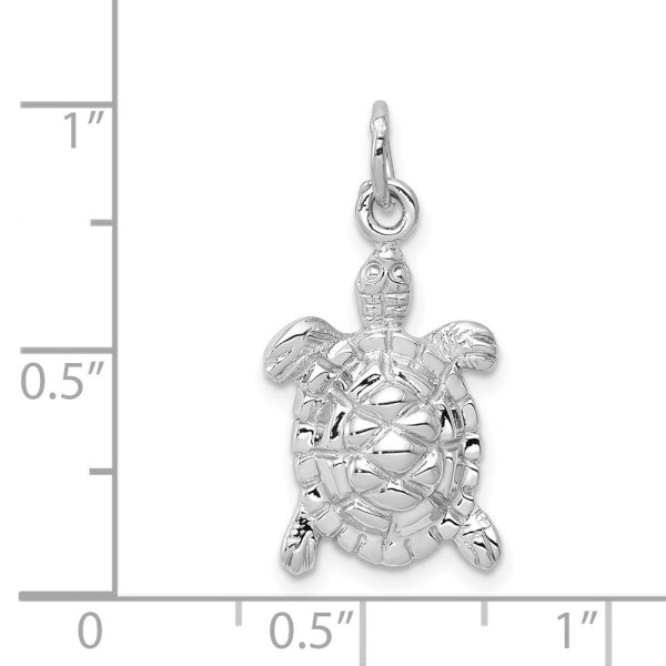 14k White Gold Polished 2D Turtle Pendant Supply