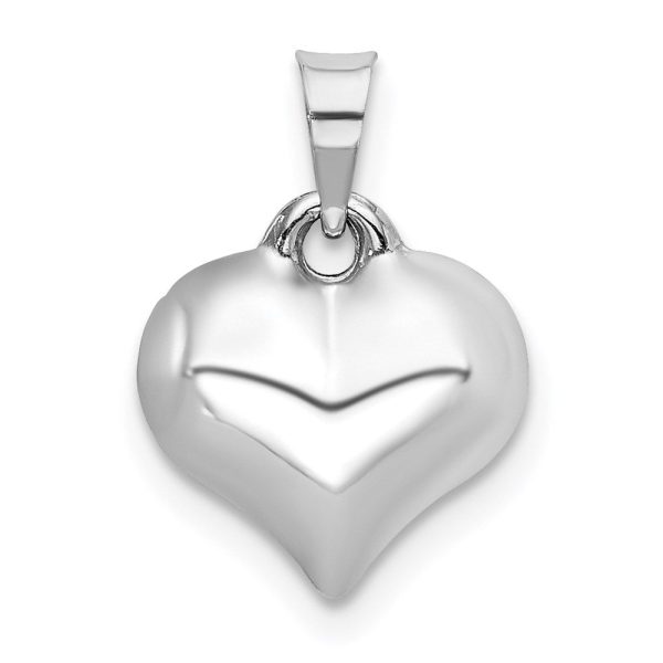 14k White Gold Puffed Heart Charm and Pendant, 12mm Sale