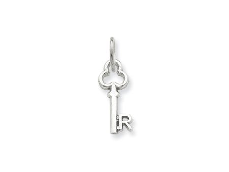 14k White Gold, Hannah Collection, Mini Initial R Shamrock Key Charm Online