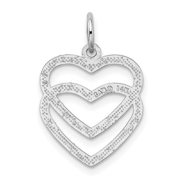 14k White Gold Double Open Heart Charm Hot on Sale