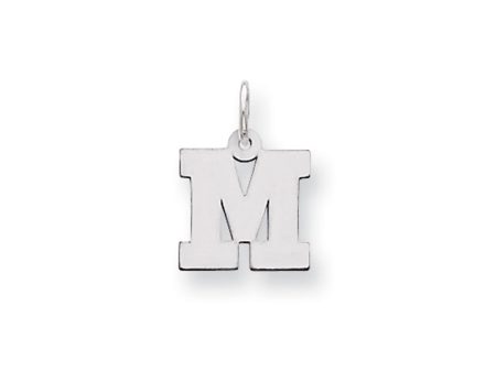 14k White Gold, Amanda Collection, Small Block Style Initial M Pendant Sale