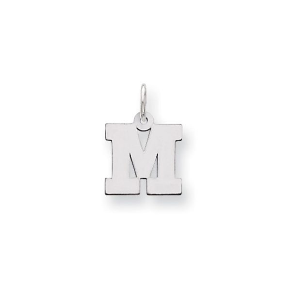 14k White Gold, Amanda Collection, Small Block Style Initial M Pendant Sale