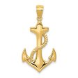 14k Yellow Gold Polished Anchor with Rope Pendant, 17 x 32mm For Cheap