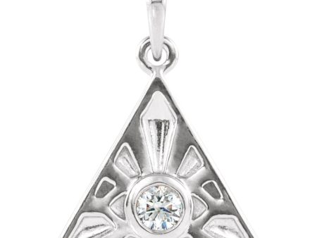 Sterling Silver 1 10 Ct Diamond Eye of Providence Pendant, 14mm Hot on Sale