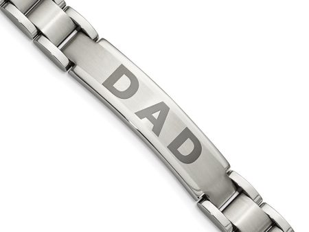 Men s Stainless Steel DAD I.D. Bracelet, 8.75 Inch Sale