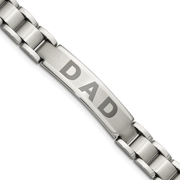 Men s Stainless Steel DAD I.D. Bracelet, 8.75 Inch Sale