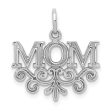 14k White Gold Mom with Scroll Design Charm or Pendant, 18mm Online Hot Sale