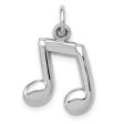 14k White Gold 2D Double Music Note Charm Hot on Sale