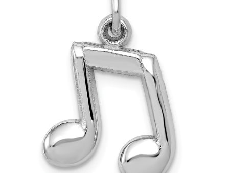 14k White Gold 2D Double Music Note Charm Hot on Sale