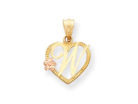 14k Two Tone Gold Grace Collection 15mm Heart Initial W Pendant Hot on Sale