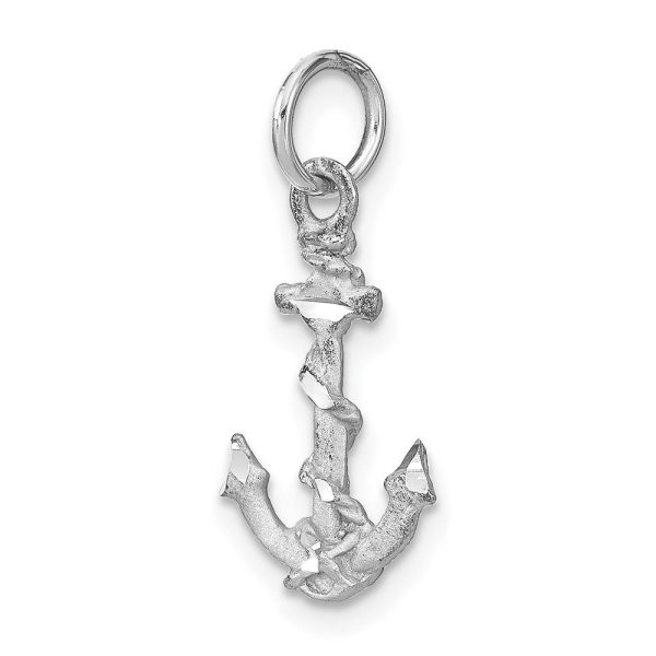 14k White Gold Diamond Cut Anchor Charm or Pendant For Cheap