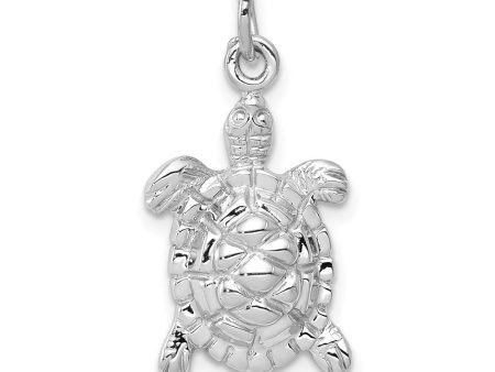 14k White Gold Polished 2D Turtle Pendant Supply