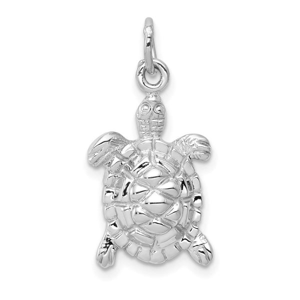 14k White Gold Polished 2D Turtle Pendant Supply