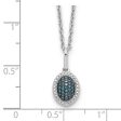 1 20 Ctw Blue & White Diamond Small Oval Necklace in Sterling Silver For Discount