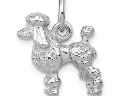 14k White Gold 3D Textured Poodle Charm or Pendant Fashion