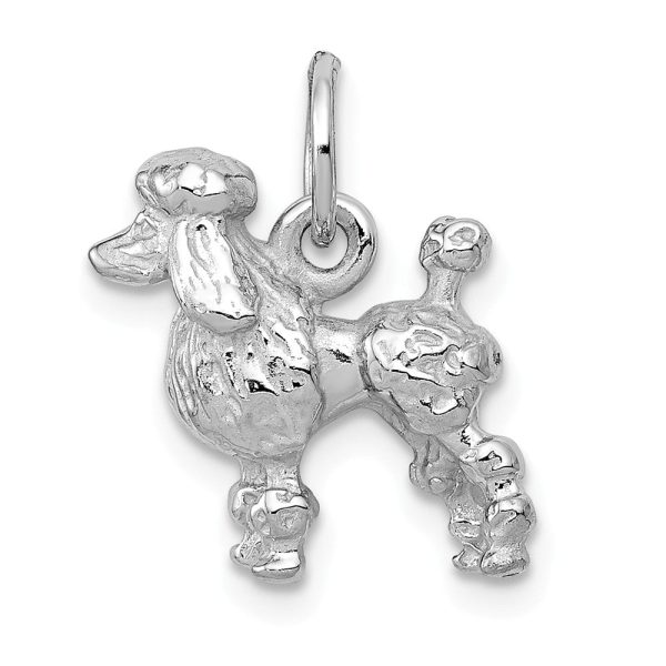 14k White Gold 3D Textured Poodle Charm or Pendant Fashion