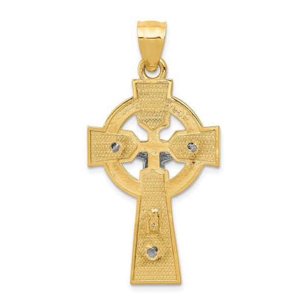 14k Two Tone Gold Large Celtic INRI Crucifix Pendant, 22 x 42mm Supply