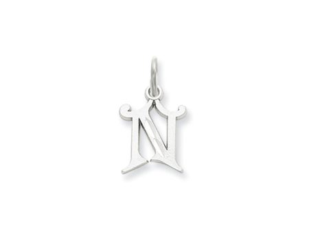 14k White Gold, Isabelle Collection, Mini Letter N Initial Charm Supply