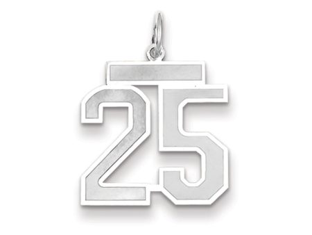 14k White Gold, Jersey Collection, Medium Number 25 Pendant on Sale