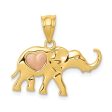 14k Two Tone Gold Elephant with Pink Heart Pendant Online