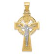 14k Two Tone Gold Large Celtic INRI Crucifix Pendant, 22 x 42mm Supply