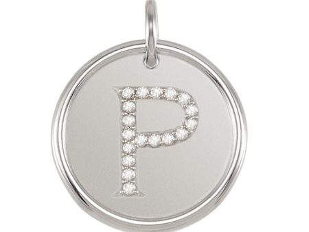 1 10 Ctw G-H, I1 Diamond Initial 17mm 14k White Gold Pendant Letter P Online