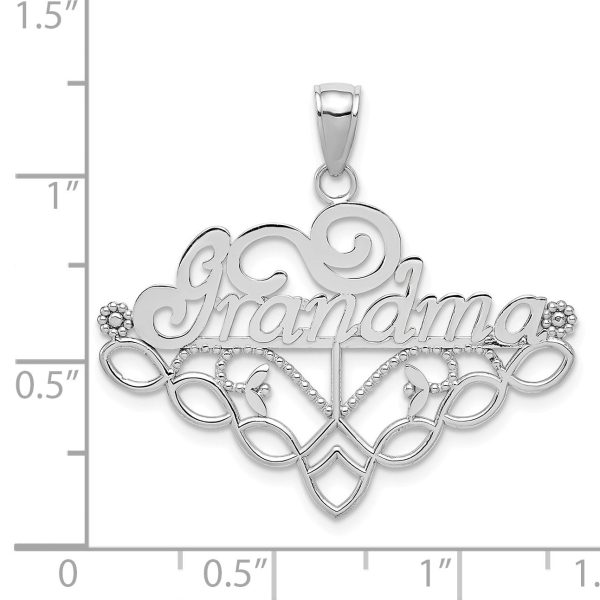 14k White Gold Grandma Birthstone Charm Holder Pendant, 33mm on Sale