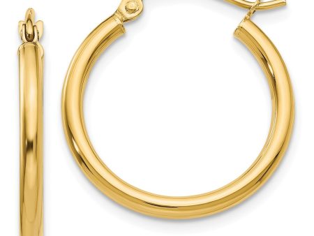 2mm x 20mm 14k Yellow Gold Classic Round Hoop Earrings Discount