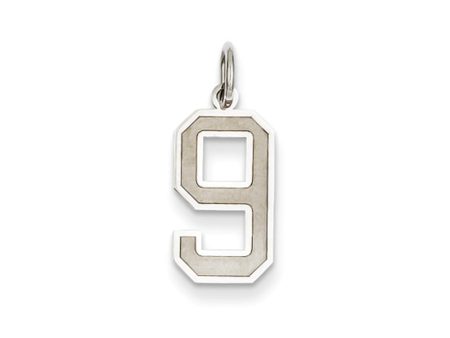 14k White Gold, Jersey Collection, Medium Number 9 Pendant on Sale