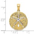 14k Two Tone Gold 20mm Sand Dollar and Starfish Pendant Discount