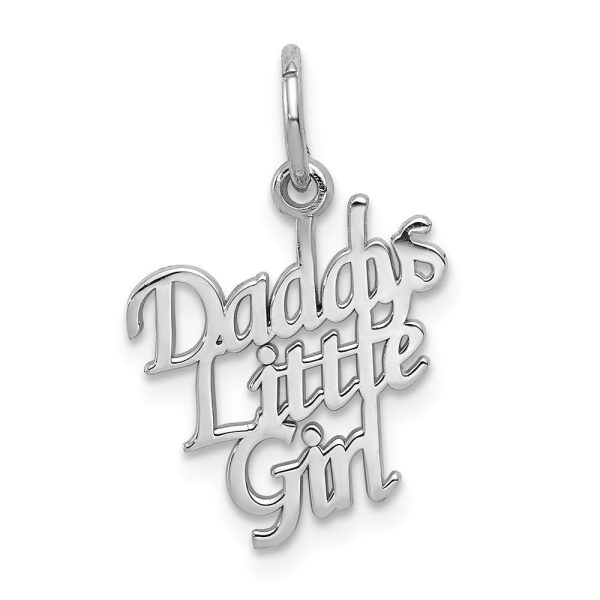 14k White Gold Polished Daddy s Little Girl Charm or Pendant, 15mm Discount