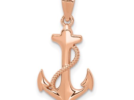 14k Rose Gold Polished Anchor Pendant Online now